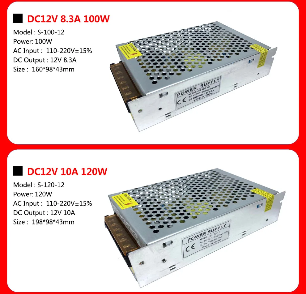 Трансформатор источника питания для светодиодных лент CCTV 12 В постоянного тока от