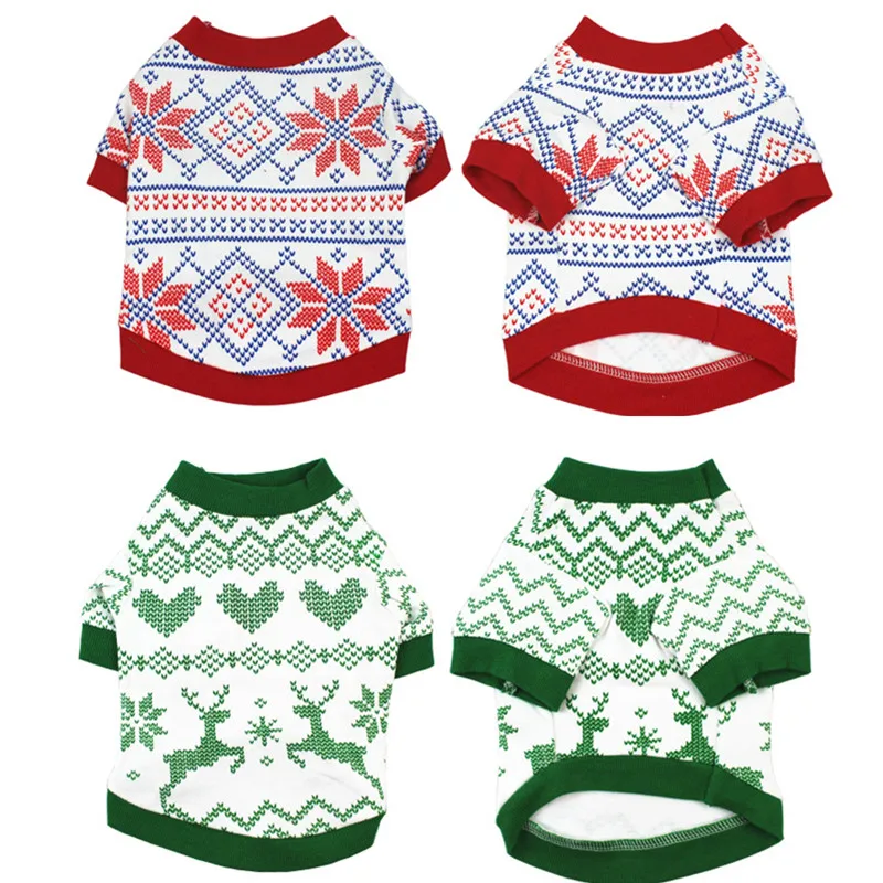 Хлопковая футболка для собак Рождественская Одежда одежда домашних животных