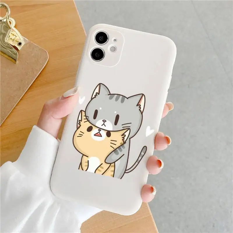 

ins pink cute cat meow Phone Case Candy Color for iPhone 6 6S 7 8 11 12 XS X SE 2020 XR mini pro Plus MAX funda