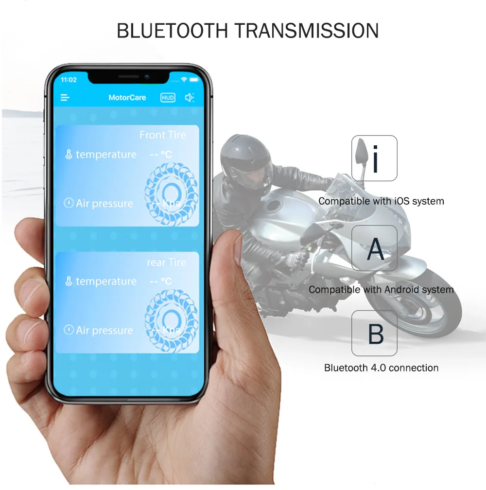 2 шт. V100B TPMS внешние датчики для мотоцикла режим приложения Bluetooth система контроля