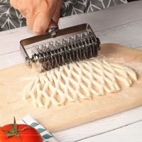 stainless steel dough roller cutter pizza bread needle durable pie pastry punchers with wooden handle kitchen baking tools