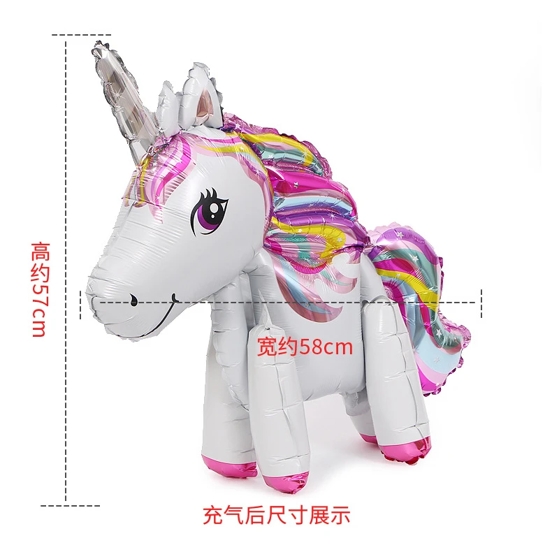 3D алюминиевая пленка мультфильм Единорог шары пони мА Радуга шар фольга для