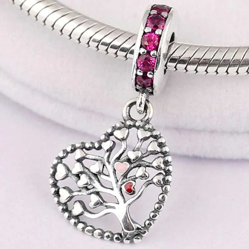 

Original Openwork Tree of Love With Crystal Pendant Beads Fit 925 Sterling Silver Bead Charm Bracelet Bangle Diy Jewelry