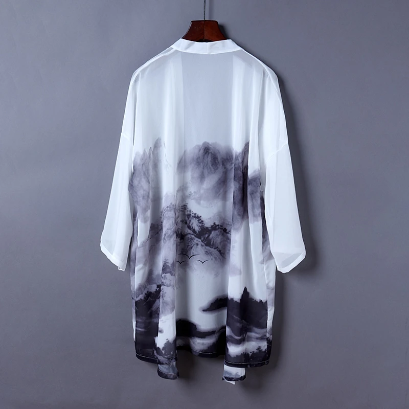 #5306 летняя пикантная прозрачная шифоновая блузка женская Свободная в японском