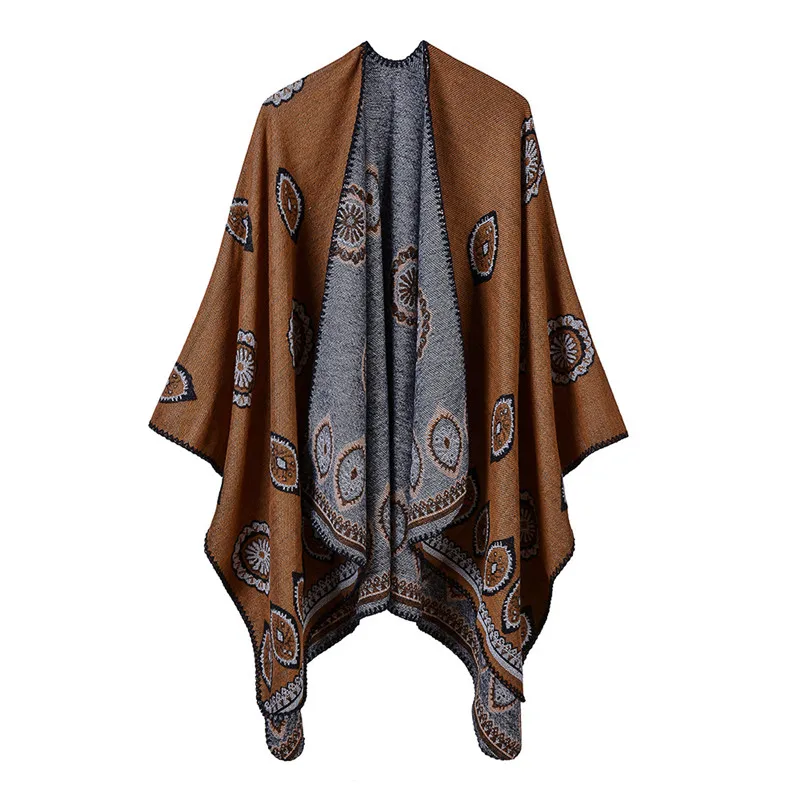 

Gorgeous Sun Flowers Women Cloaks Pashmina Ethnic Ladies Warm Cape National Outside Warm Capes Ladies Wraps Ladies Poncho Autumn