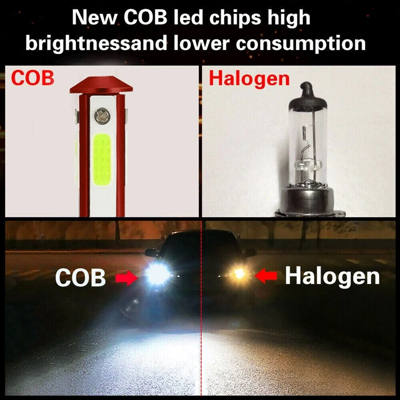 

4-Sides 9005+H11 Combo 4Side Glow LED Headlight Fog Kits Bulb High Low Beam