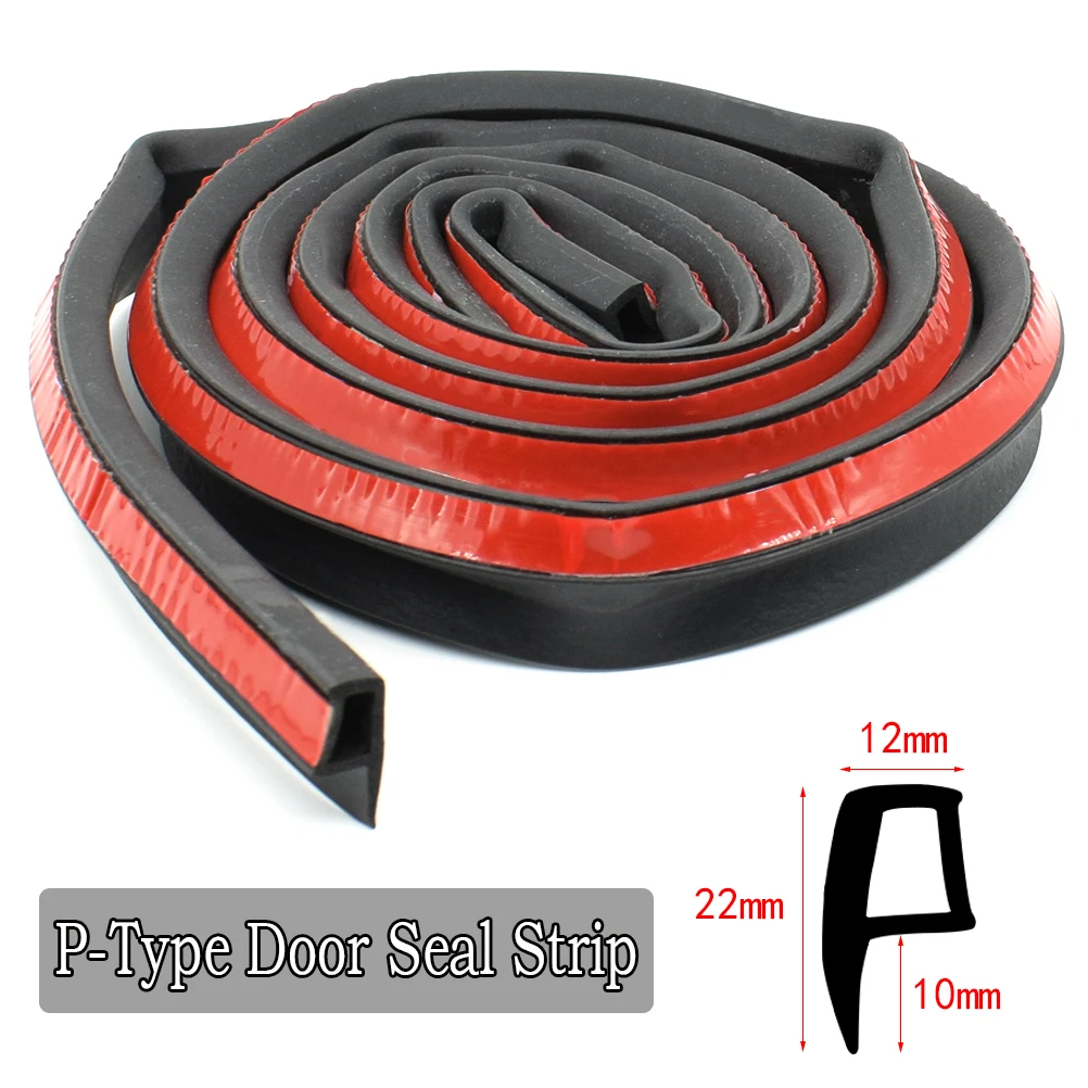 

P Type Car Door Edge Seal Strip Rubber Sealing Strips Weatherstrip Anti-dust Rainproof Moulding Filler Sealant Auto Styling 4m
