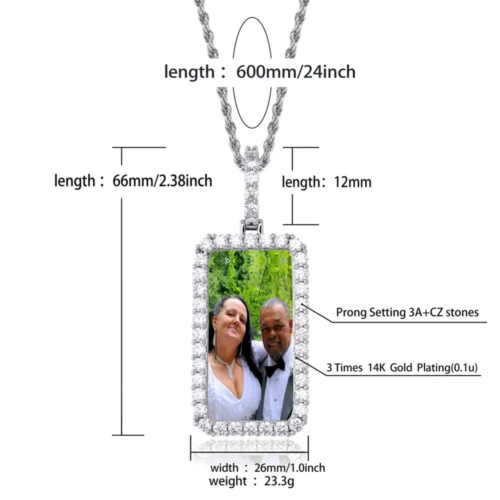 

VIP Custom Ice out Small size Photo Square Necklace & Pendant