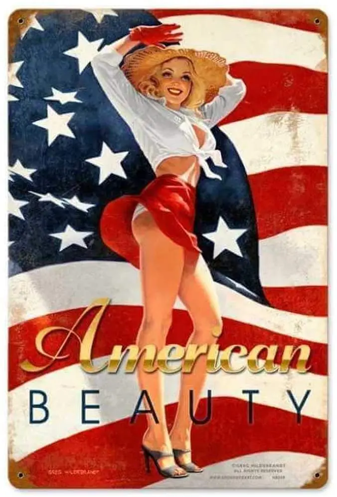

Losea American Beauty - Pin-Up Girl металлический винтажный жестяной знак Настенный декор 12x16 дюймов