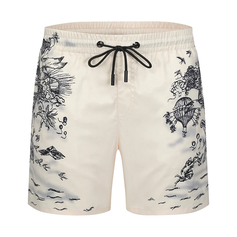

2022 summer new shorts men's European elephant hot air balloon print fashion casual pants beach quick drying beach pants