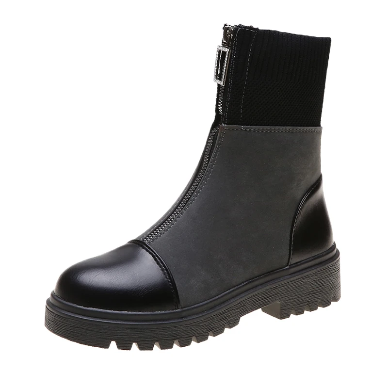 Ботинки martin на молнии спереди в готическом стиле панк женская теплая обувь