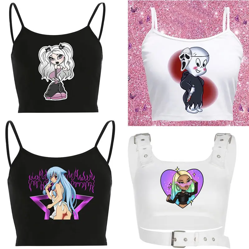 Майка Kawaii топы в готическом стиле Майки панк рэп 1of1 короткие сексуальные майки с