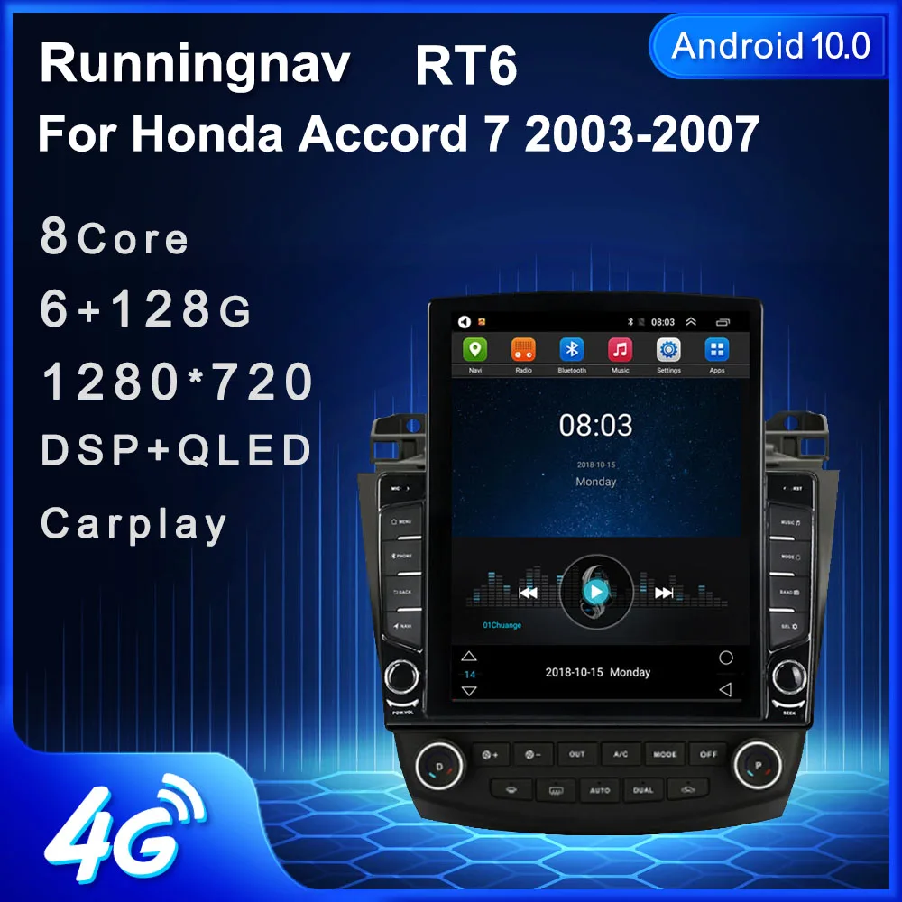 Runningnav для Honda Accord 7 2003 2004 2005 2006 2007 Tesla Type Android автомобильное радио мультимедийный