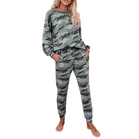 2 piece set women camo leopard printed long sleevel top caual pants tracksuit sports pant sets autumn clothes women joggers set