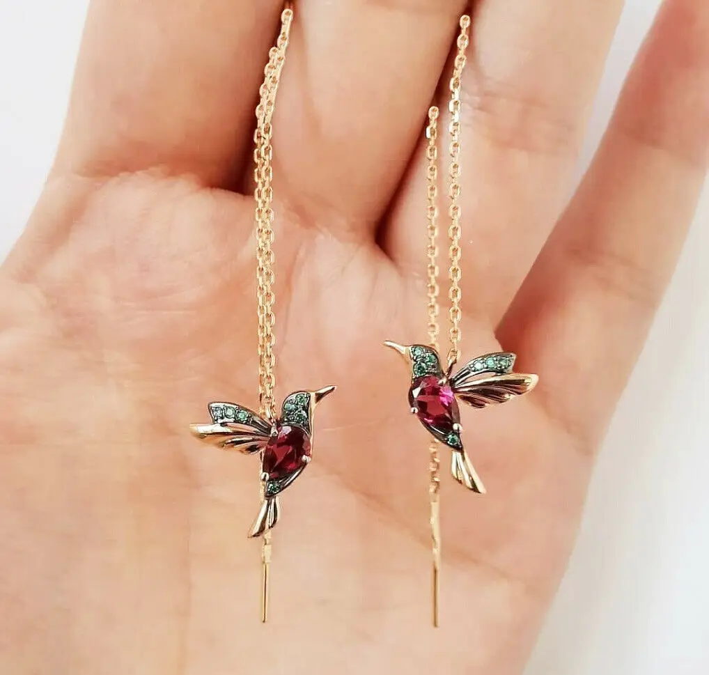

Long Drop Earrings Cute Butterfly Bird Pendant Tassel Crystal Pendant Earrings Ladies Jewelry Design