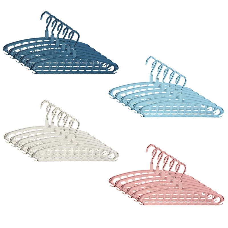 

6pcs Multifunctional Closet Organizer Multi-Port Support Hanger Clothes Drying Rack Coat Storage Hanging Shelf with Hook