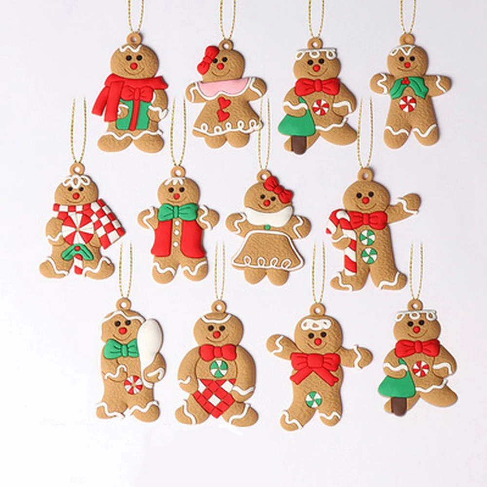 

12/pcs Gingerbread Man Christmas Ornaments New Christmas Tree Soft Living Room Decorating Tools christmas gifts christmas decor