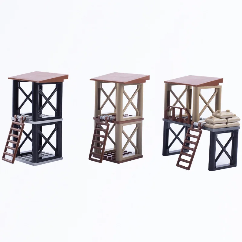 

Military Sentry DIY Observation Deck WW2 Soldier Minifigs Scene Accessory Airdrop Mini Brick Iron Chain Compatible Children Toys