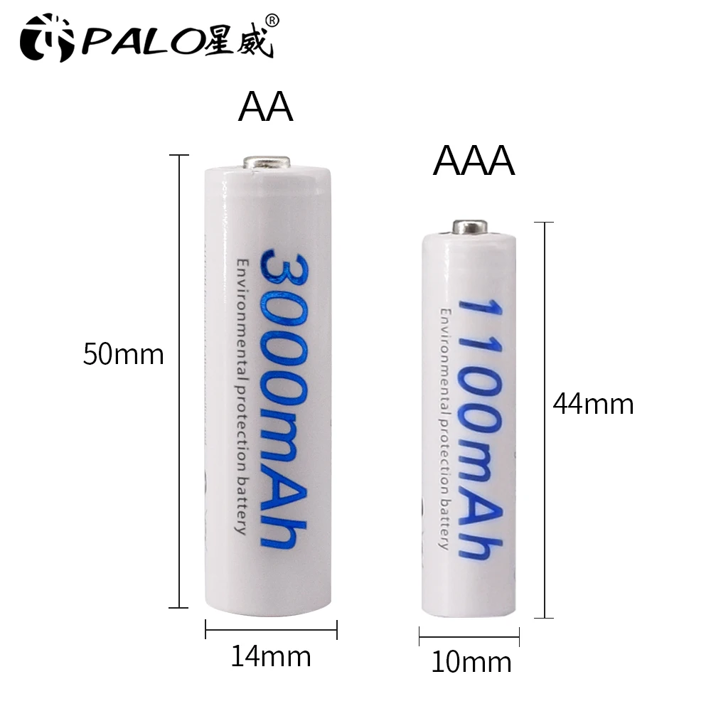 3000 мАч AA перезаряжаемая батарея/AAA батарея 1100 + USB ЖК смарт-зарядное устройство для