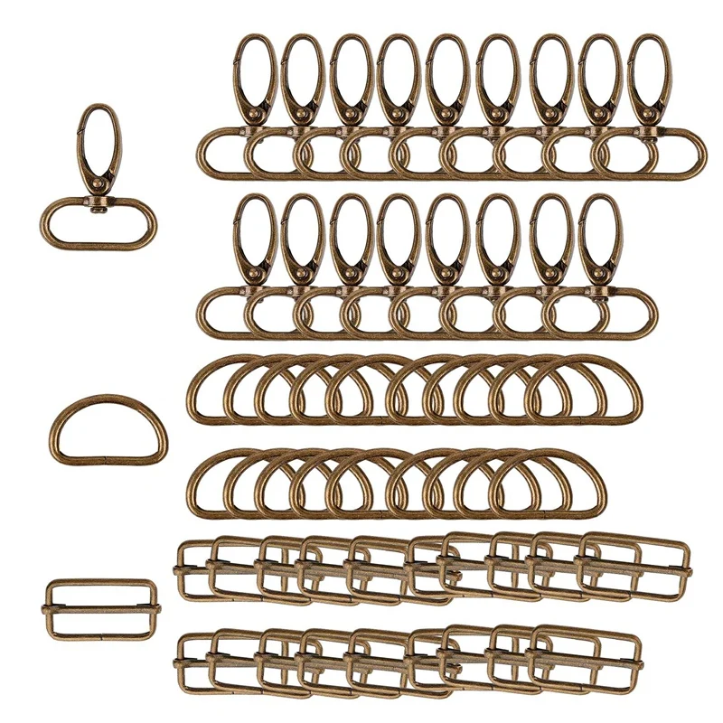 

60 шт. 32 мм металлические D-образные кольца для поворотных защелкивающихся крючков Tri-Glide пряжки для сумок фурнитура (бронза)