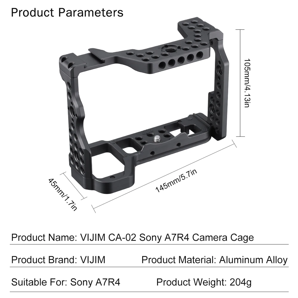 Металлическая клетка VIJIM для камеры DSLR Rig Sony A7R4 A7R IV из алюминиевого сплава с
