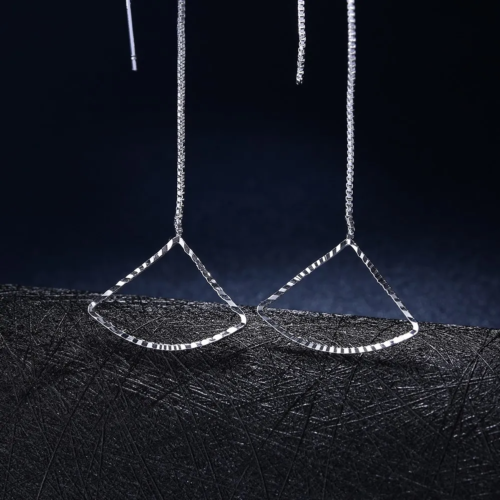 Корейские серьги Длинные Простые подвески геометрические треугольные для