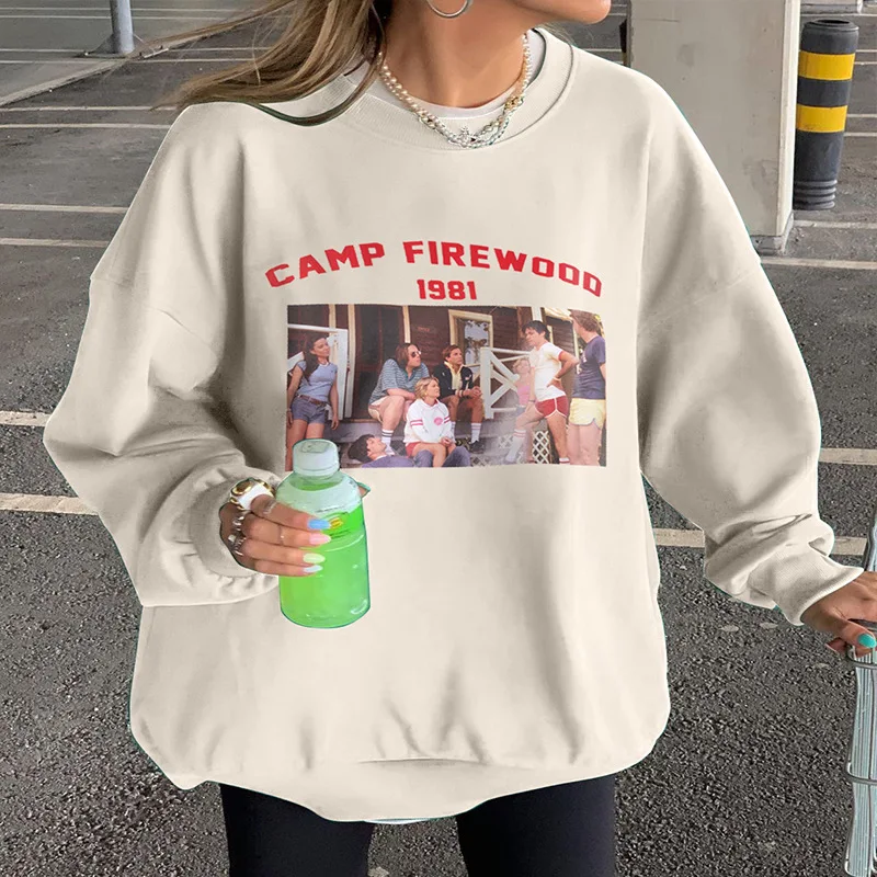 

Classic Character Print Letter Sweatshirts Vintage Hoodies Women O Neck Long Sleeve Harajuku Casual High Street Autumn Sudaderas