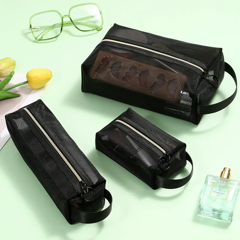 

Mesh Cosmetic Bag Set Travel Portable Toiletries Storage Bag Split Transparent Washing Storage Bag