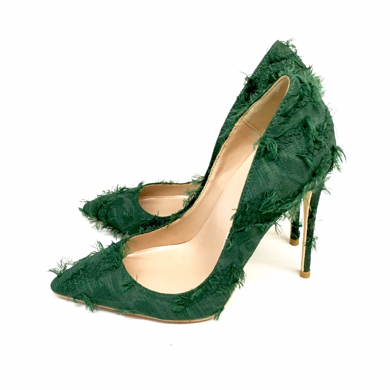 Женские туфли на высоком каблуке 10 см 12 лодочки тонком с острым носком us8 желтые