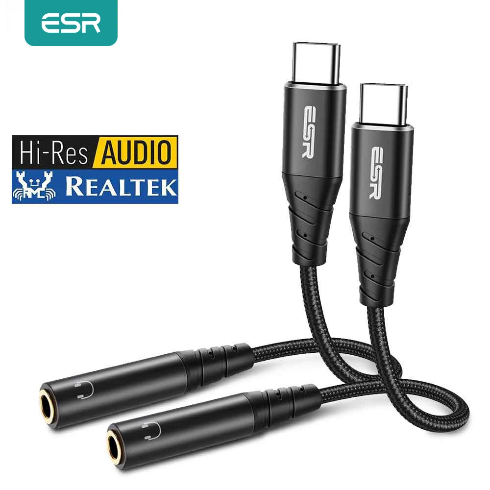 Адаптер ESR DAC Type C 3 5 Jack адаптер USB на мм аудиокабель для наушников iPad Pro 11 Samsung S20 S21