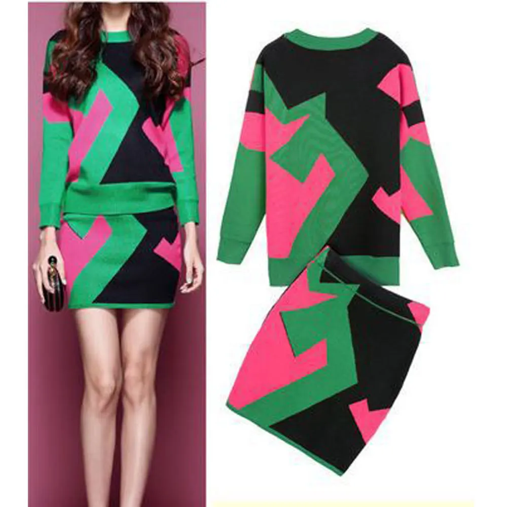 Комплект одежды пуловер спортивный костюм топ Мини-Юбка Для Женщин комплект из 2