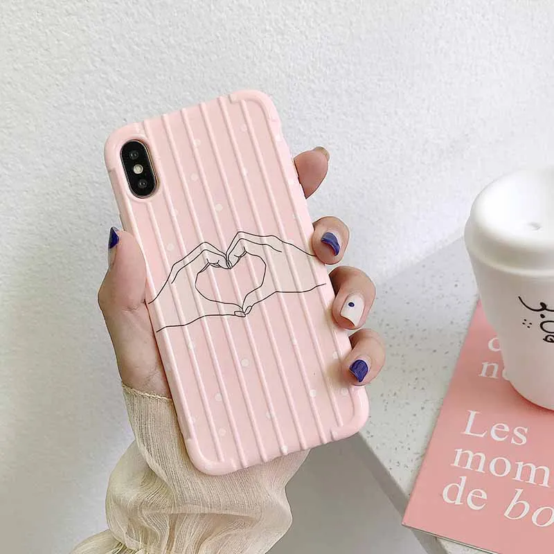 For iphone 6 6s 7 8 plus XR X XS Max Mobile Phone Cases Apple iphone7 Back Cover Cute Pink Love Heart Soft Protective Shell | Мобильные