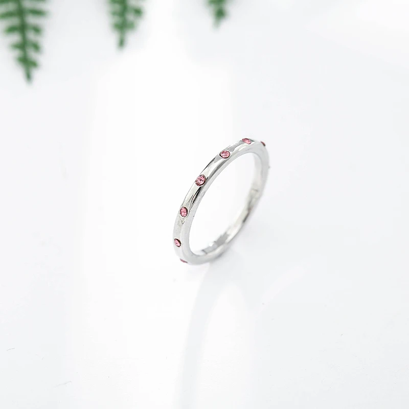 Buipoey горячая Распродажа пара Кольца однорядные розовое бело-золотые стразы