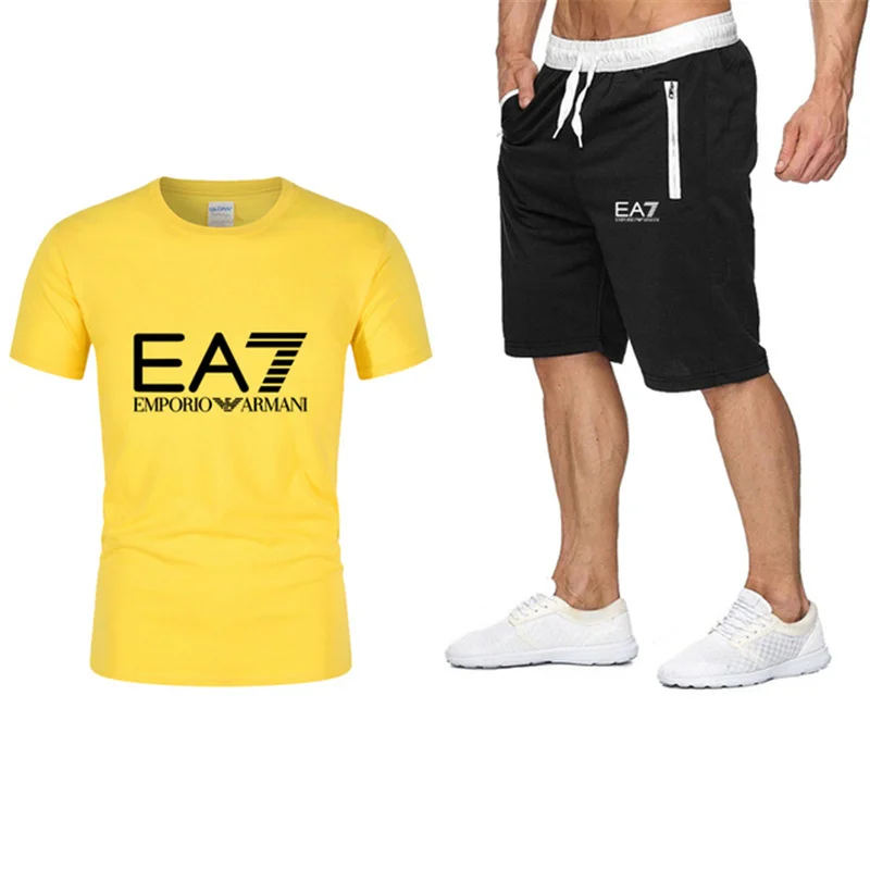

2021 men's brand sportswear shorts suit short sleeve breathable T-shirt and shorts casual wear men's basketball training suit