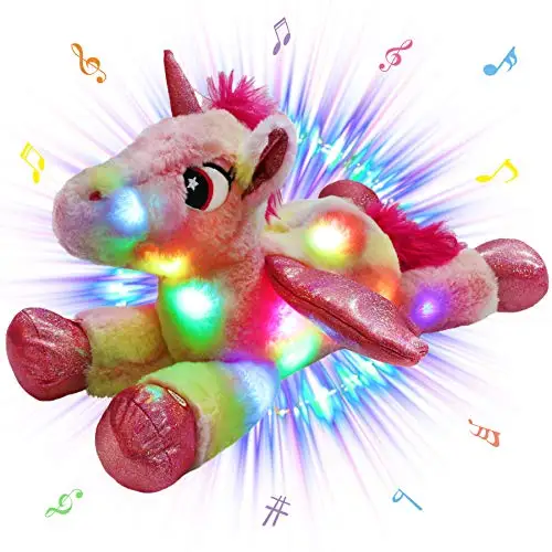 

LED Musical Stuffed Unicorn Light up Plush Toy with Night Lights Singing Glow Bedtime Pal Birthday for Toddler Kids