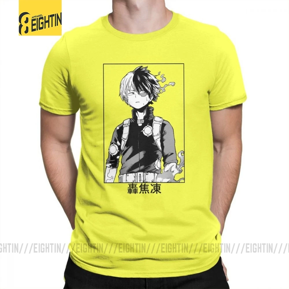 Todoroki Shoto My Hero Academy футболки из очищенного хлопка классические мужские футболки большого размера Футболки с коротким рукавом Популярные Мультяшные - Цвет: Цвет: желтый