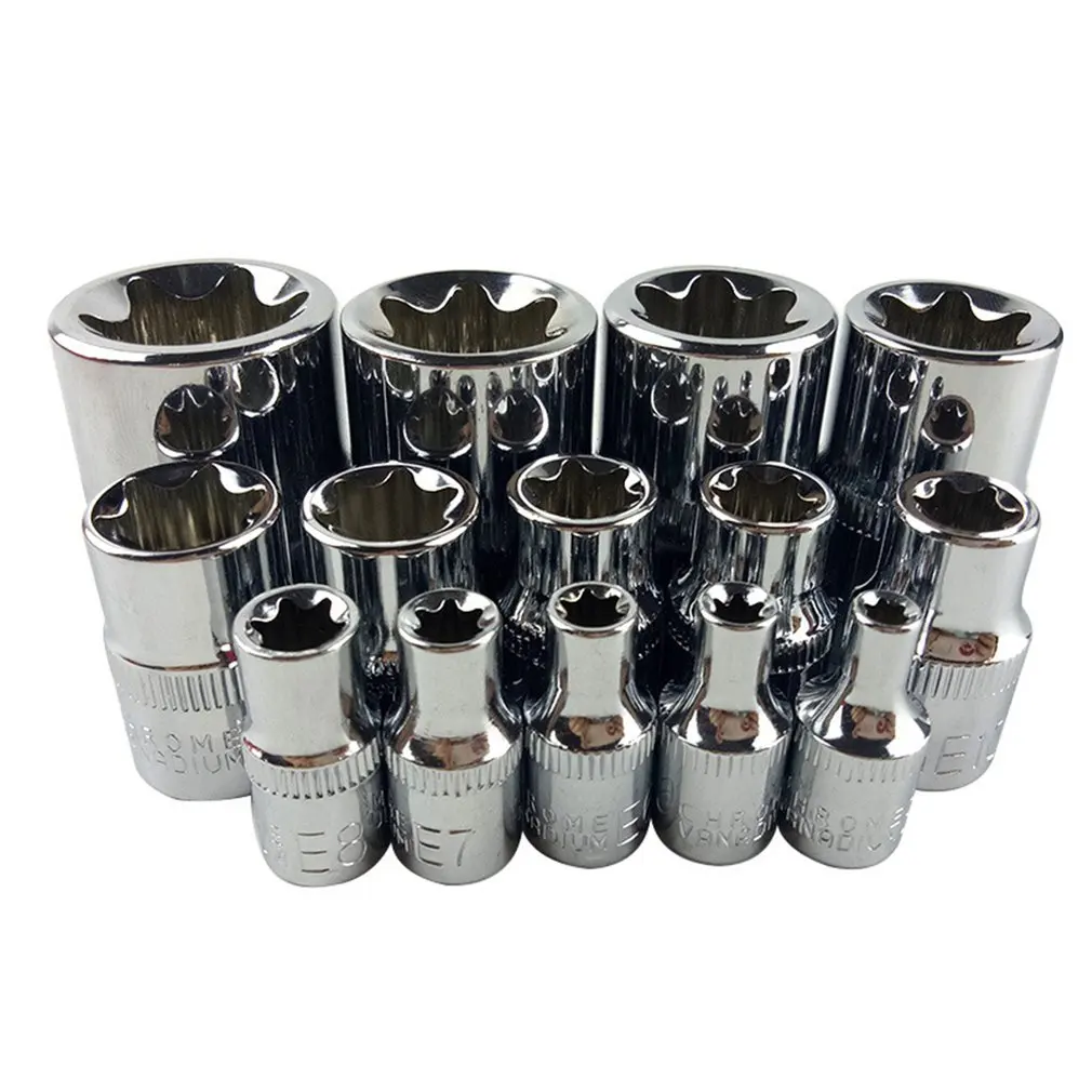 14 шт./компл. женский E Тип бит гаечный ключ головка E4-E24 1/4 &quot3/8&quot Torx звезда рукав