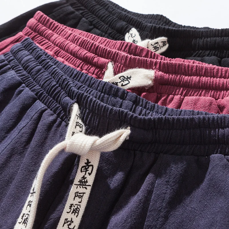 

Radish Pants Cotton hemp elastic large Chinese Style Men's casual pants fashion youth small foot Harem Pants
