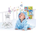 Детская белая погремушка со звездами, ручная Колокольчик для детской кроватки, коляски, игрушка для новорожденных, подвесное кольцо, плюшевые музыкальные мобильные погремушки
