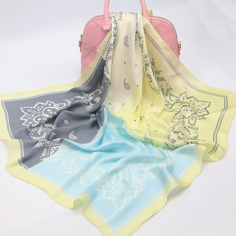 Модный простой шелковый шарф женский платок 70*70 см многоцелевой квадратный