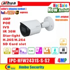 IP-камера Dahua, 4 МП, POE, , H.264 и H.265, starlight, ИК, 30 м, слот для SD-карты, сетевая камера P67, PoE, IVS cctv