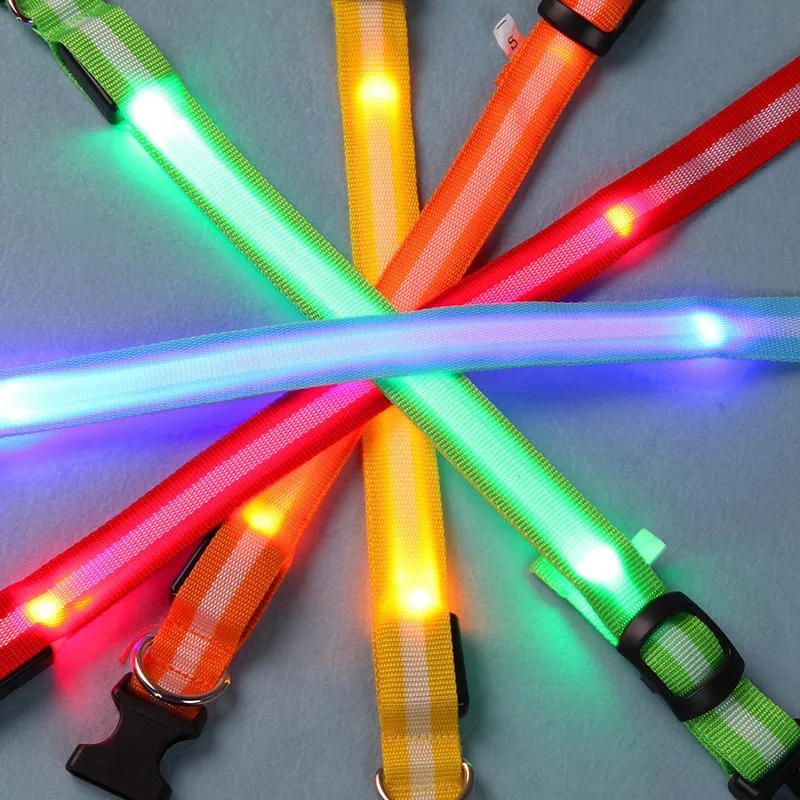 Nylon Dog Collar Flash Night Creative Safety LED Glow Cat Collars Harness Pet Dogs Luminous Fluorescen | Дом и сад