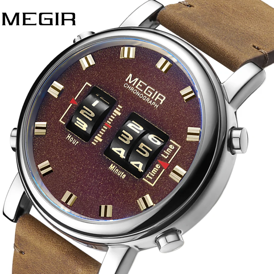 Люксовые часы от бренда MEGIR 2019 новый топ ремешок Для мужчин Военная Униформа