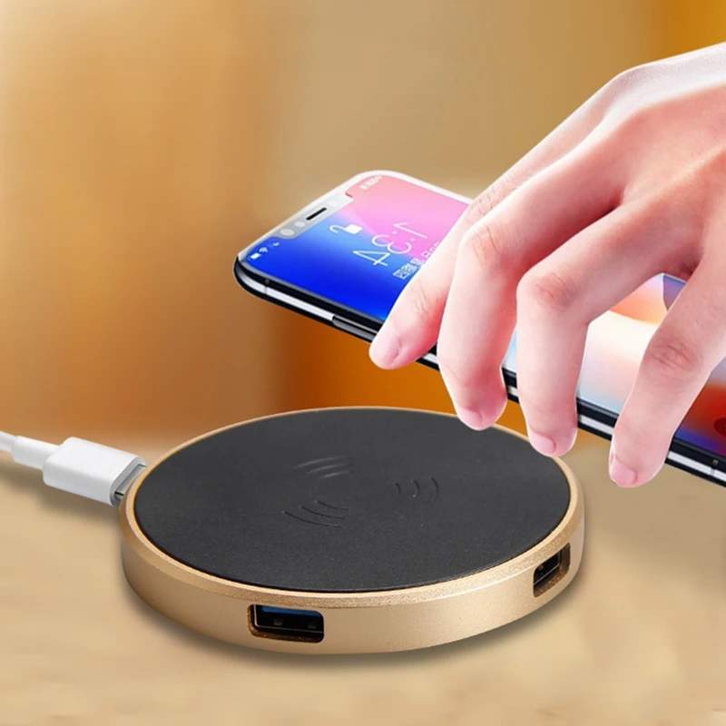 USB HUB With Wireless Charger 2.0 Docking Station 4 X For Iphone 12 Desktop Laptop Mouse Keyboard | Компьютеры и офис