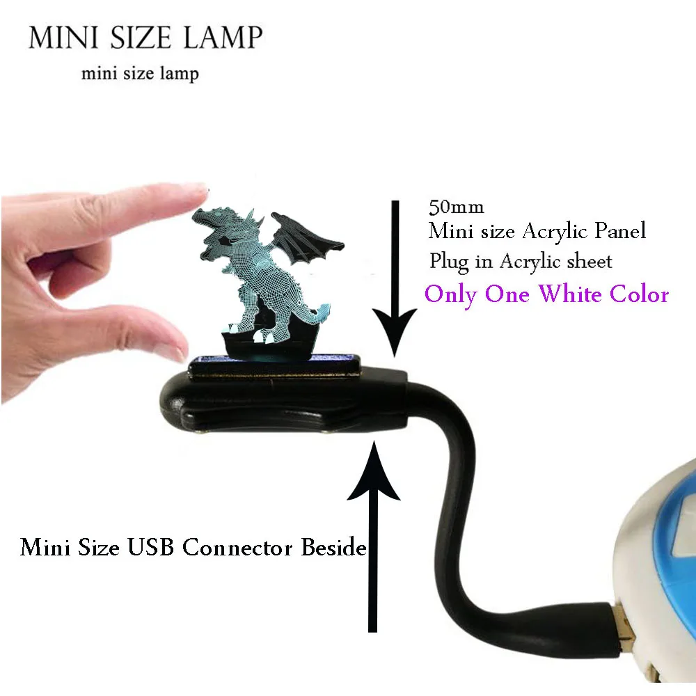 MINI 3D ночник Парк Юрского периода Динозавр 7 цветов Изменение RGB освещение настольная Светодиодная лампа Прохладный мальчик спальня декоративные подарок на день рождения игрушки - Испускаемый цвет: MINI