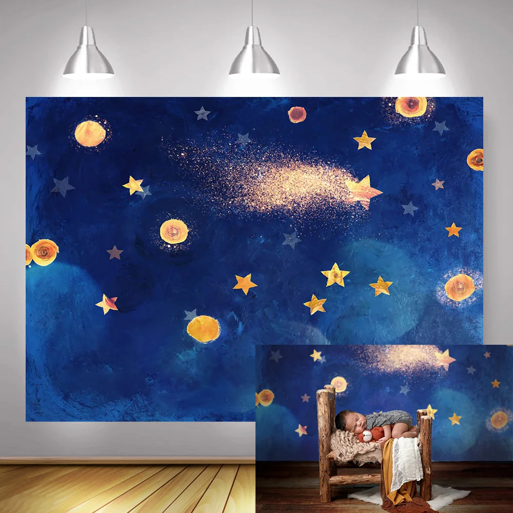 

Twinkle Newborn Baby Portrait Backdrop for Photography Little Star Watercolor Starry Sky Photo Background Kids Photocall