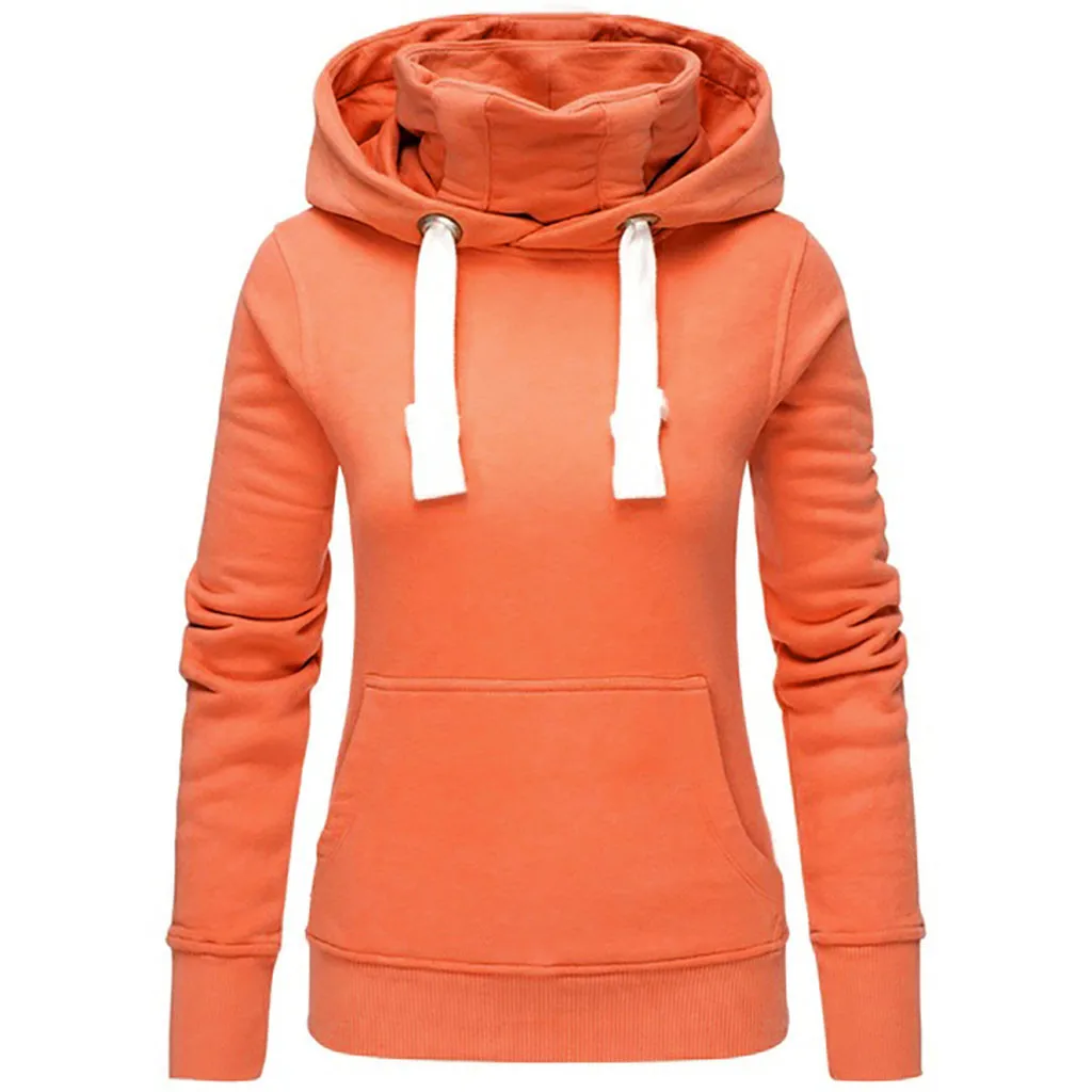 Women Ladies Solid Hooded Turtleneck Long Sleeve Sweatshirt Pullover Tops Hoodie Streetwear Women Oversized Hoodies Sudaderas