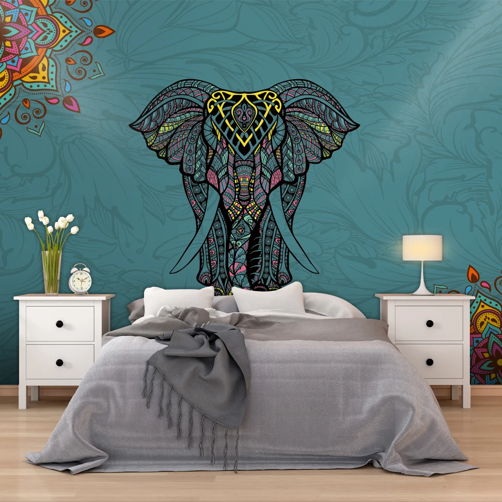 Модные темно зеленые 3d обои в современном стиле мандала минималистичные