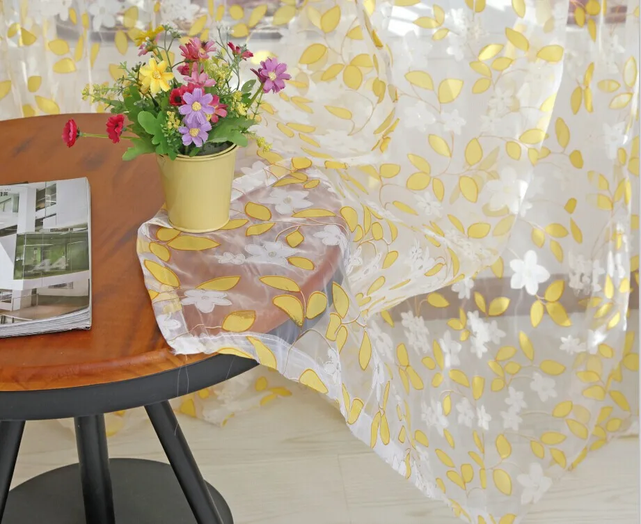 Флокирующие цветочные узоры тюль вуаль дверь окна занавески для гостиной