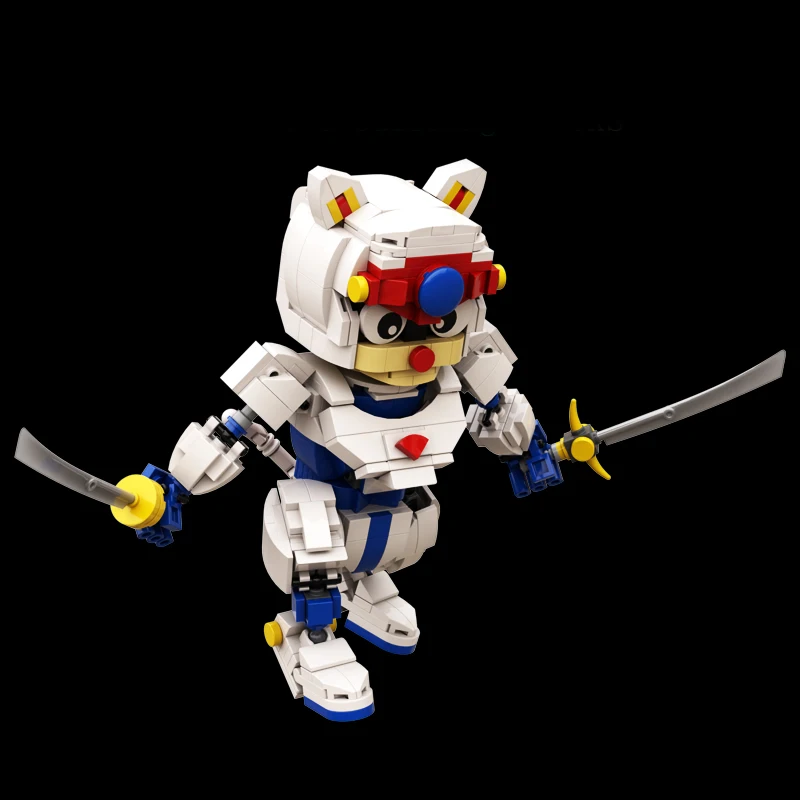 Figuras de acci&oacute;n de Anime para ni&ntilde;os, bloques de construcci&oacute;n, juguetes para ni&ntilde;os, samur&aacute;i, Pizza, gato, modelo 18cm, 500 piezas-1